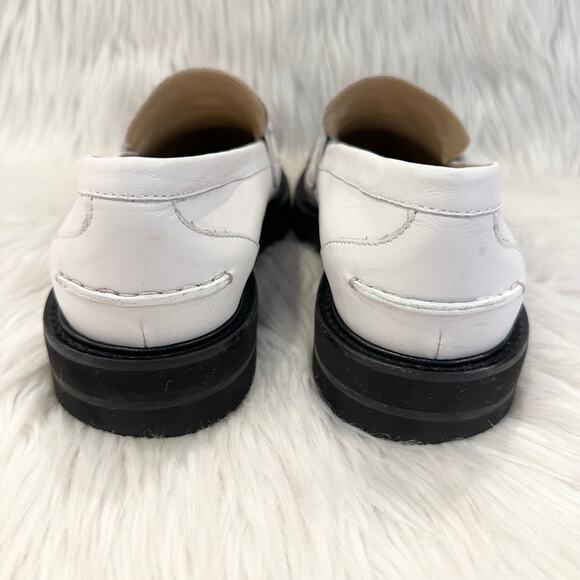 Stuart Weitzman Mila Lift Loafer Leather Tasseled Fringe Chunky Platform, White - Picture 10 of 13